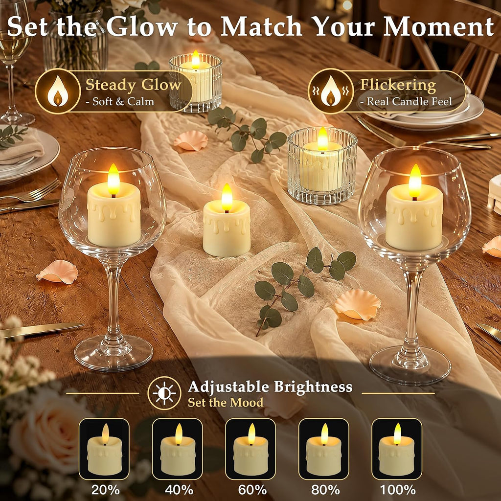 Rechargeable Flameless Tea Lights Candle with Charging Station Remote 12Pcs