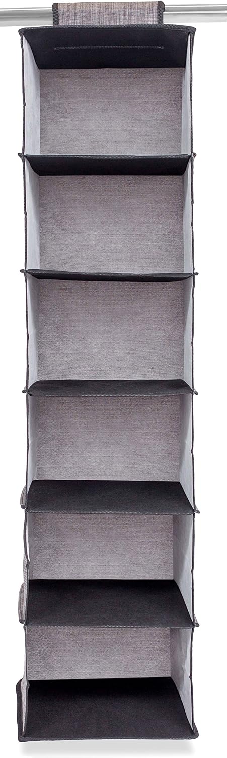 Internet's Best Hanging Closet Organizer - 6 Shelf - Clothing Sweaters Shoes Accessories Storage - Grey