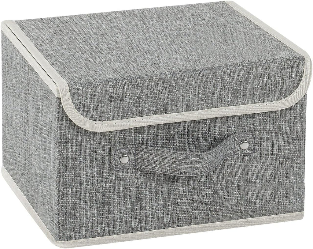 Foldable Fabric Storage Cubes with Lids,Grey 10.2x7.9x6.7in,1 Pack