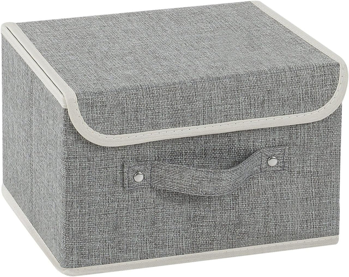 Foldable Fabric Storage Cubes with Lids,Grey 10.2x7.9x6.7in,1 Pack