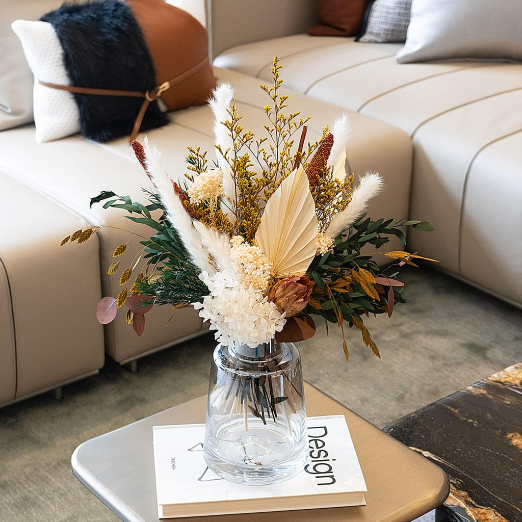Dried Flowers for Vase, Boho Pampas Grass Hydrangea Eucalyptus Bouquet