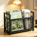 Large Magazine Rack Floor Stand, Metal Black Magazine Holder Floor
