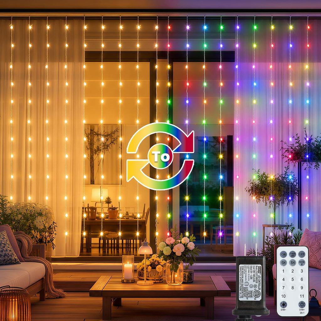 Twinkle Star 300 LED Dual Color Christmas String Curtain Lights, RGBW