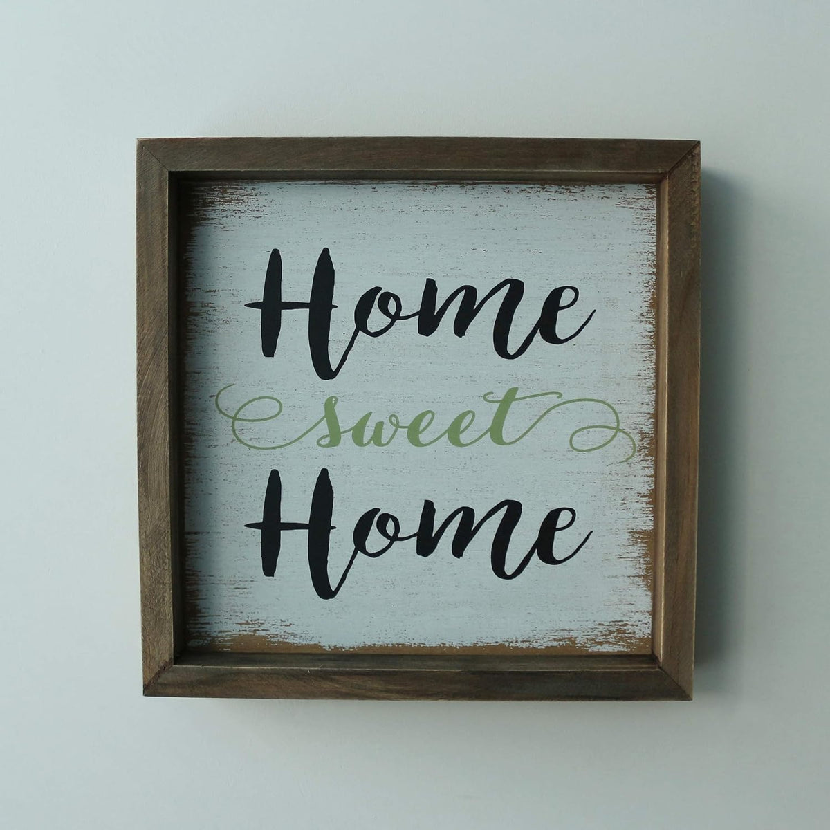 CVHOMEDECO. Primitives Distressed Home sweet Home Shadow Box Frame Wall Mounted Hanging Decor Art, 9-3/4 x 9-3/4 Inch