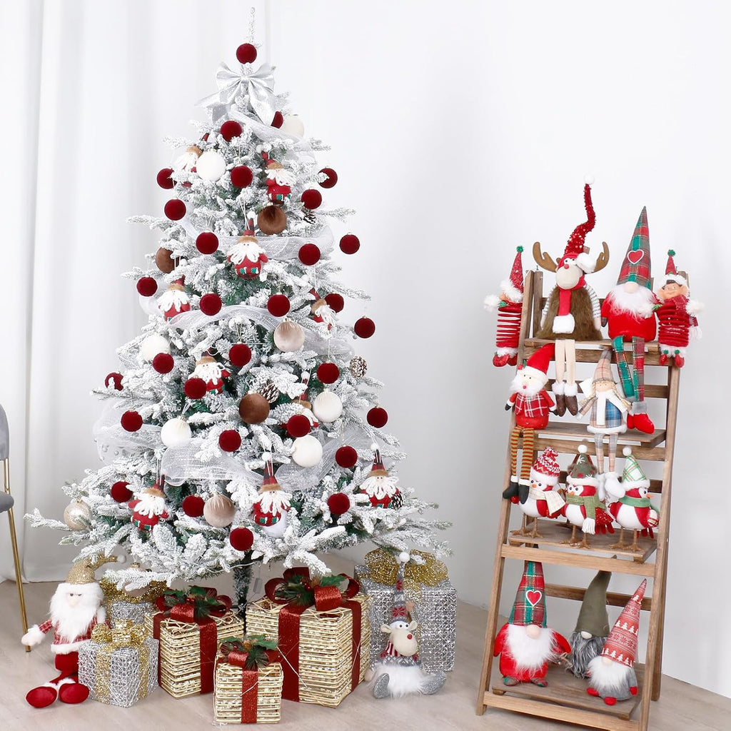 30PCS Burgundy Velvet Christmas Ball Ornaments for Xmas Tree Decorations
