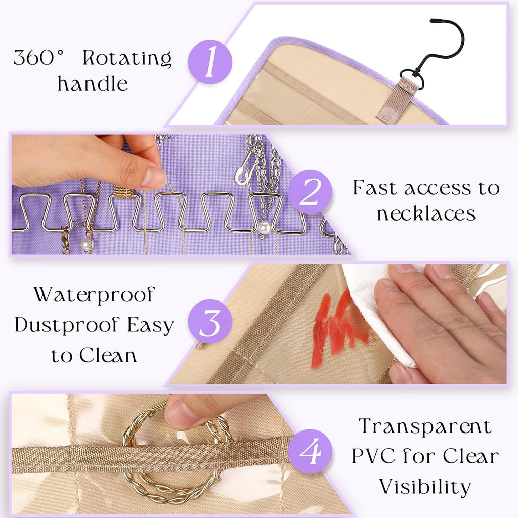 2 Pack Hanging Jewelry Organizer Necklace Hooks, Purple