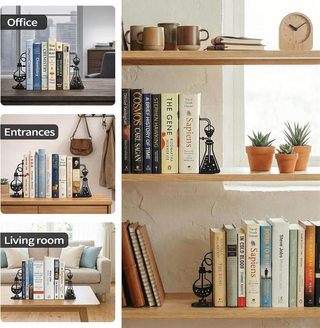 Chemistry Metal Bookends Decor for Chemistry Classroom Laboratory Bookshelf