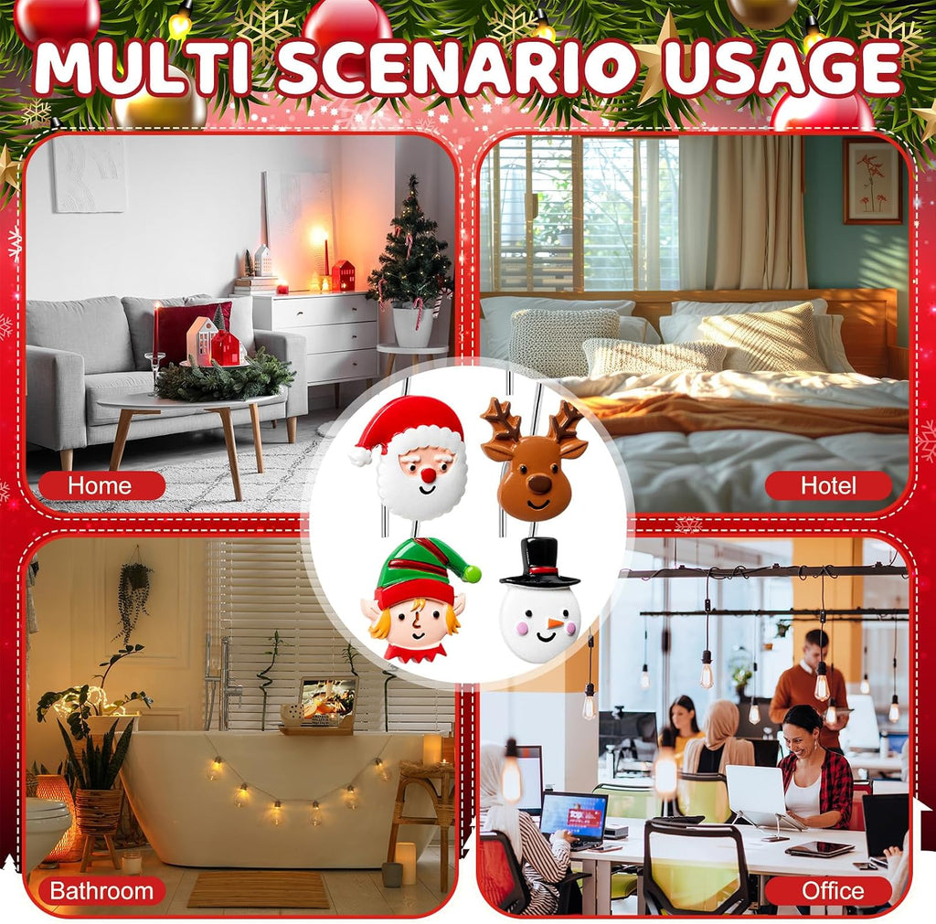 Yungyan 12 Pcs Christmas Shower Curtain Hooks Santa Claus Curtain Hangers