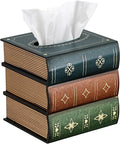 Antique Wooden Book Tissue Holder, Decorative Square Tissue Cover