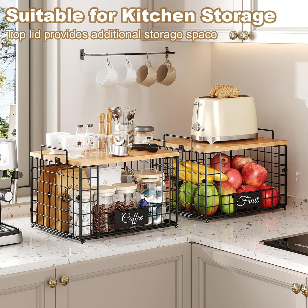2 PACK XXL Potato and Onion Storage Bins, Pantry Organizers and Storage