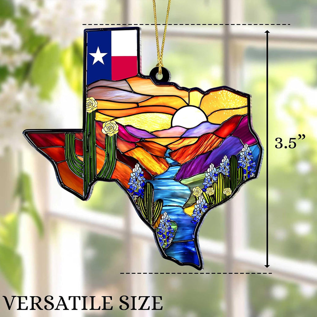 Texas Acrylic Ornament, Texas Christmas Ornament, Sunset Desert Cactus River Hanging, Souvenir Gift for Christmas Tree or Home Decor, Gift Exchange Present