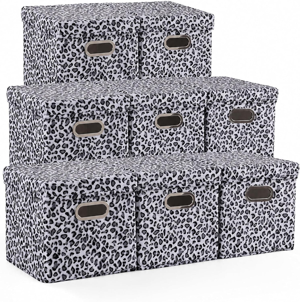 ANMINY Leopard Cheetah Print Storage Cubes Bins with Lids, 11Inch 8PCS