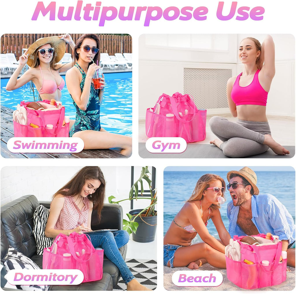 famichan Mesh Portable Shower Caddy with Drawstring, Girls Dorm Room Essentials