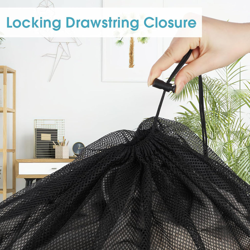 2 Pack Mesh Laundry Bags 23x34 Inch Drawstring Locking for Travel Home