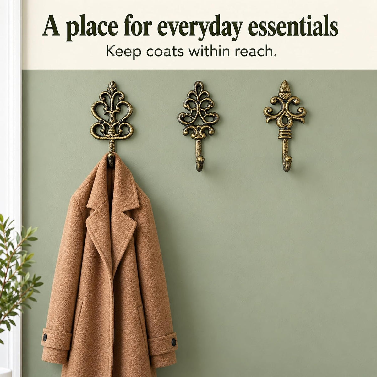 Comfify Gold and Black Cast Iron Wall Hooks
