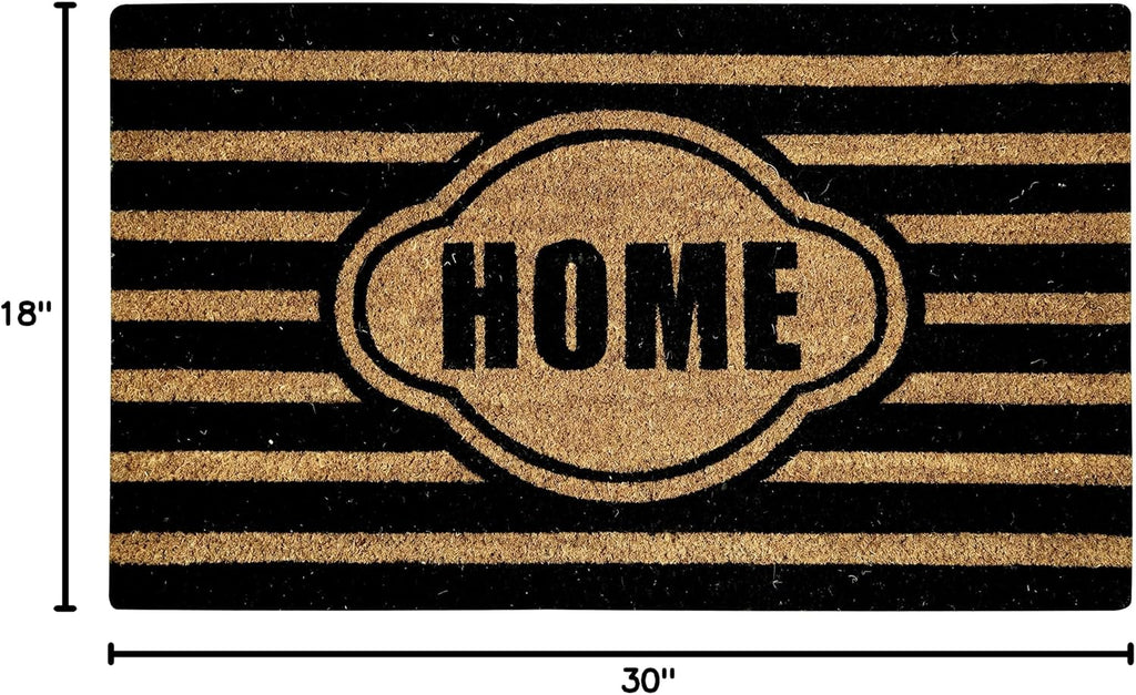 Ackland Coir Doormat | Clara Black Stripe Home | 18" x 30"