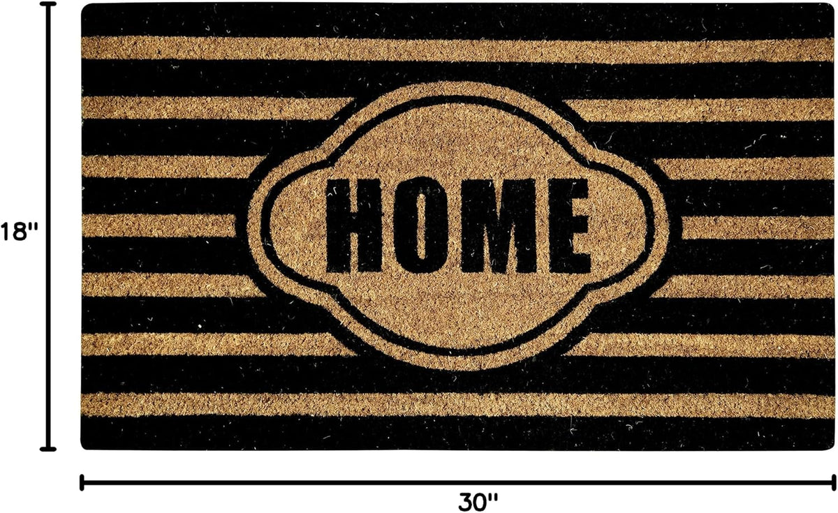 Ackland Coir Doormat | Clara Black Stripe Home | 18" x 30"