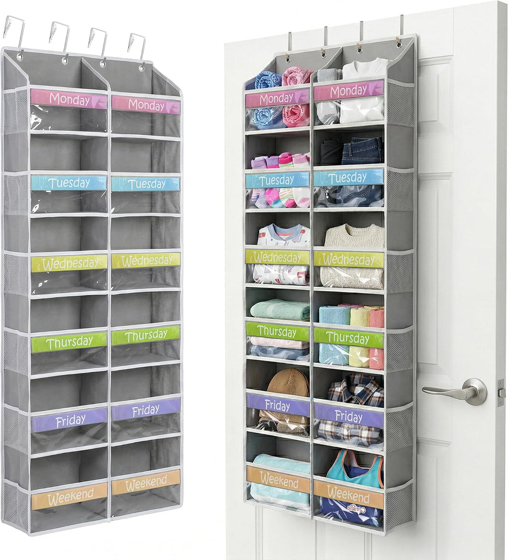 Weekly Clothes Organizer for Kids Closet Daily Outfit Storage 12 Shelf