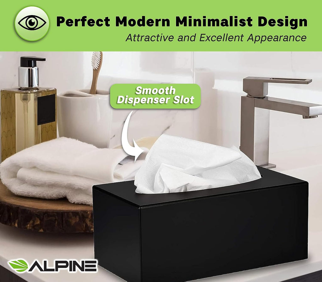 Alpine Industries Acrylic Rectangular Facial Tissue Dispenser Box - Modern Plastic Paper Towel Holder for Car, Kitchen Countertop, Bathroom & Shop (Rectangular)