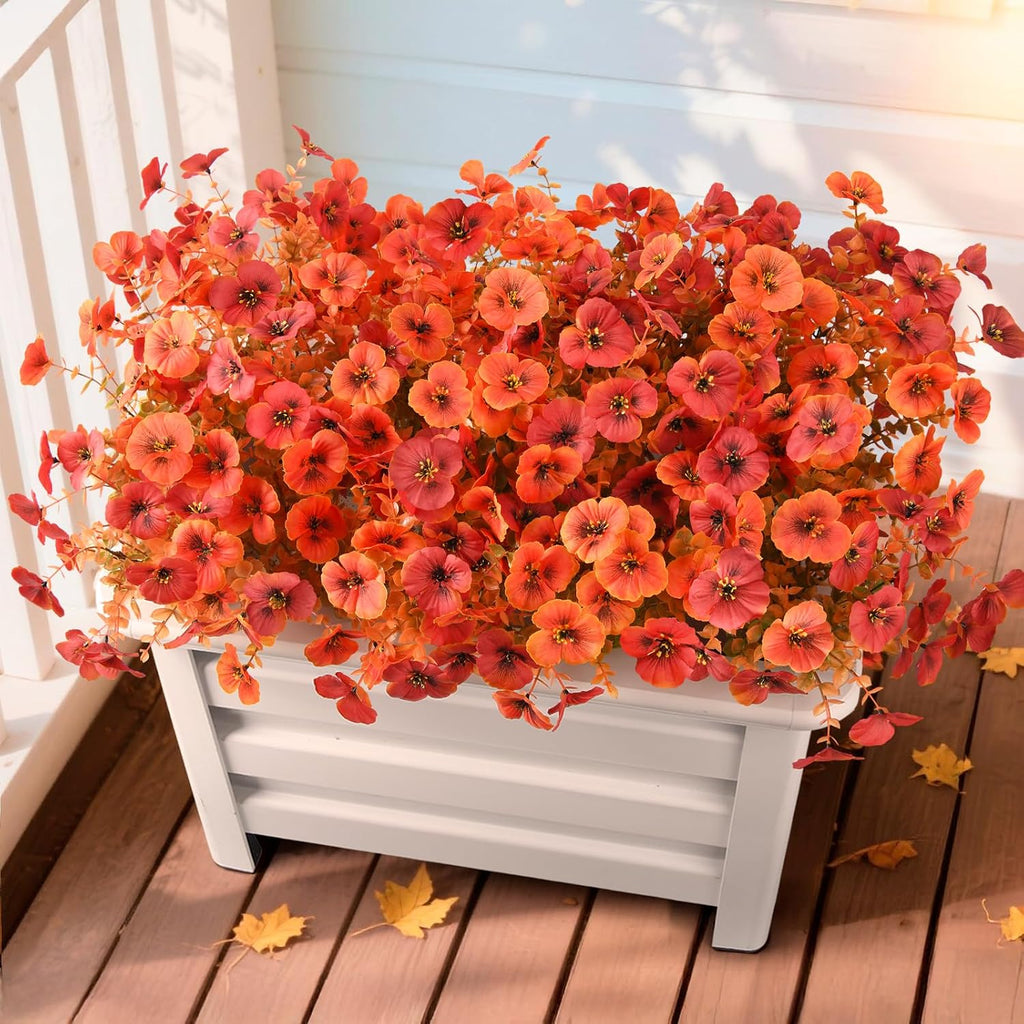 INQCMY Artificial Pansy Fall Flowers for Outdoors Decoration Faux Mums