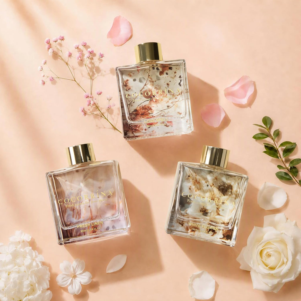 COCORRÍNA Reed Diffuser Set of 3 - Love Spell/White Flower/Fresh Linen