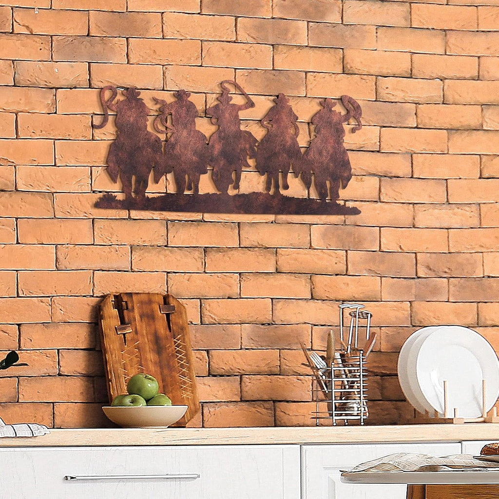 Zonon Western Cowboy Wall Decor Metal Cowboy Sign, Rust Color