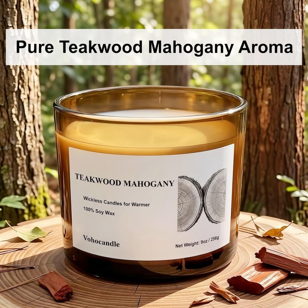 VOHO Teakwood Mahogany Wickless Candles for Candle Warmer Lamp, 9oz Candle