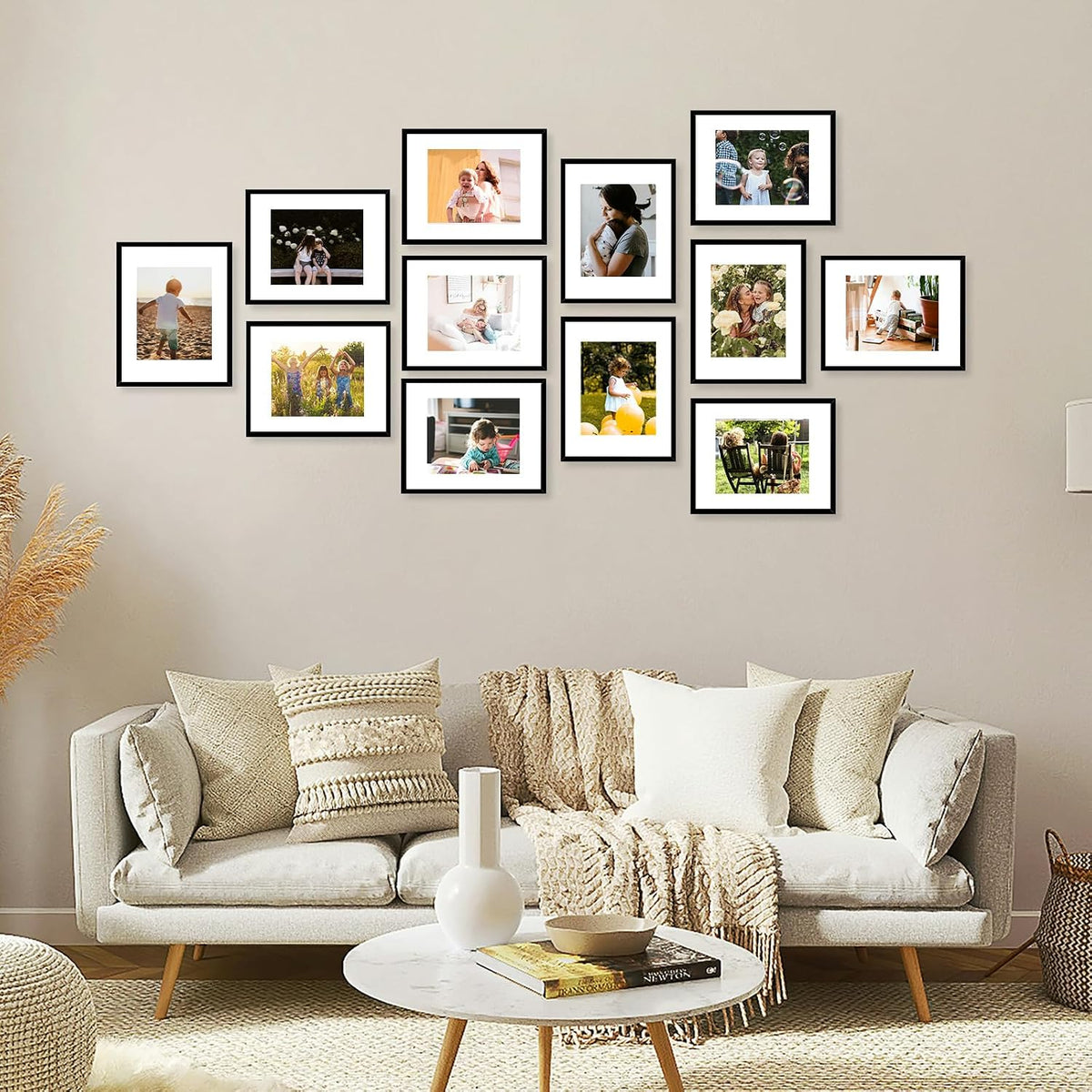 JCJMY 18 Packs 11x14 Picture Frames, Display 8x10 with Mat or 11x14 Without Mat, Black Gallery Wall Frame Set, 11 by 14 Frames Bulk Set of 18 Collage Wall Decor Photo Frames Set for Wall, Black