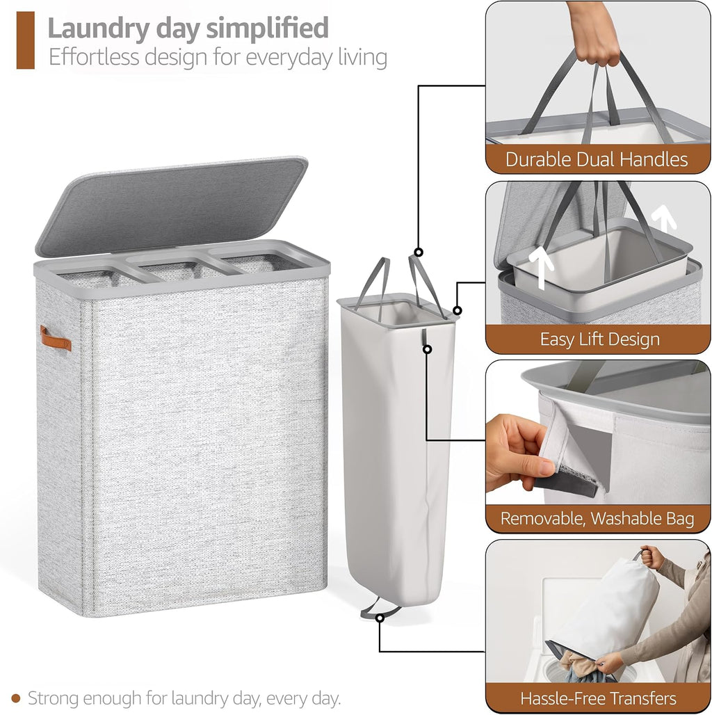 Sorbus Fabric Laundry Hamper - Collapsible Laundry Basket with Removable Laundry Bag - Durable Clothes Organizer for Bathroom, Bedroom, or Laundry Room - Space Saving Design