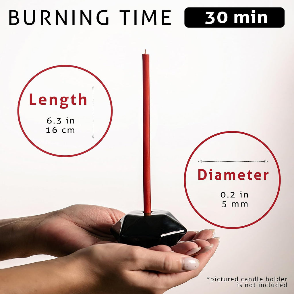 Danilovo Thin Taper Beeswax Candles - No-Drip, Smoke-Less, Tall, Decorative, Honey Scented Candles Ideal for Church Prayer, Rituals, Decor or Birthday – 6.3”x0.2” (Red, 100pcs)