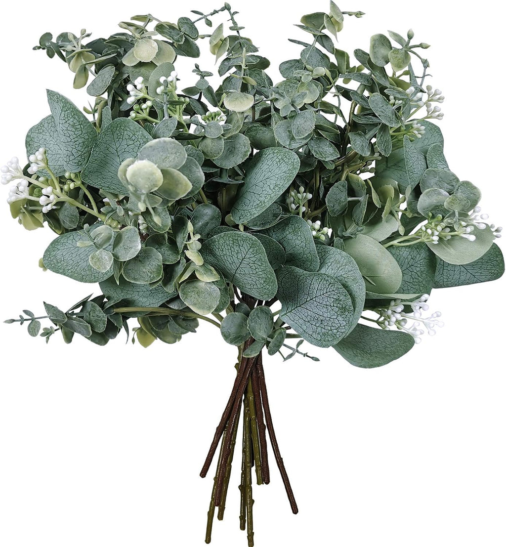 Bulk Artificial Silver Dollar Eucalyptus Leaves Picks Stems and Faux Branches for Vase Bouquets Floral Arrangement Wreath Rustic Farmhouse Greenery Decoration