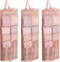 Hanging Sock Storage Bag,Sock Underwear OrganizerWall Mount Multifunctional Bag,Saver Kitchen Storage Holder,Hanging Closet Organizer,for Storing Socks Ties Plastic Bag 3PCS (Pink)