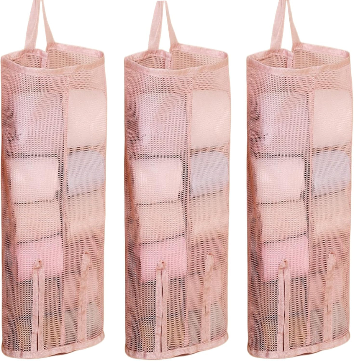 Hanging Sock Storage Bag,Sock Underwear OrganizerWall Mount Multifunctional Bag,Saver Kitchen Storage Holder,Hanging Closet Organizer,for Storing Socks Ties Plastic Bag 3PCS (Pink)