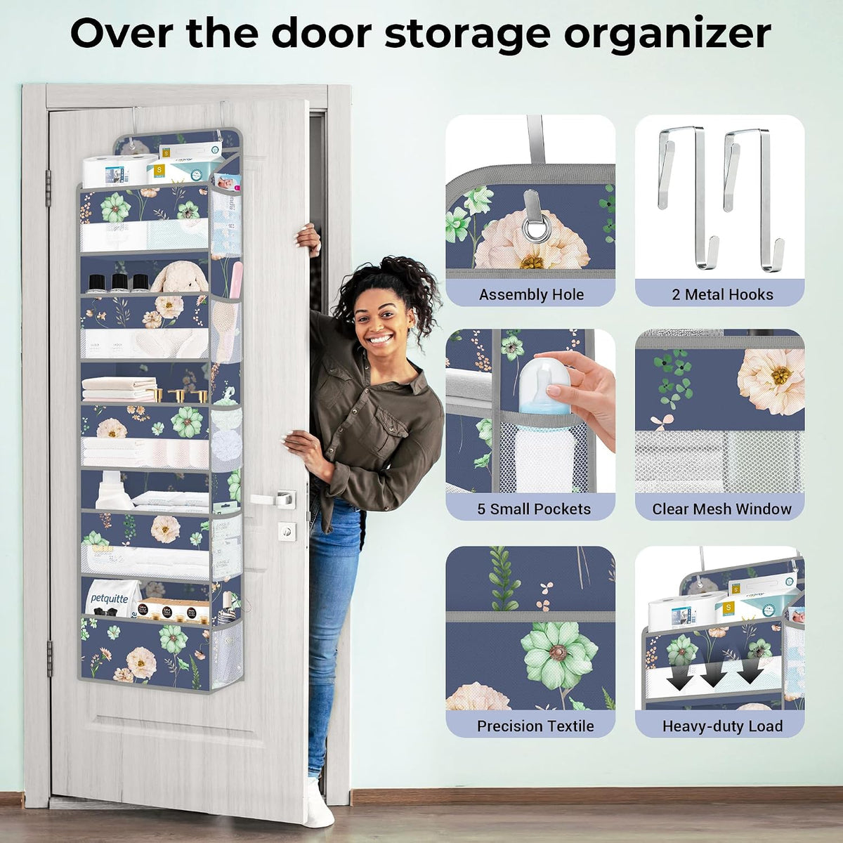 Clastyle Over the Door Organizer Diaper Toy Nursery Hanging Shelf, Leaf