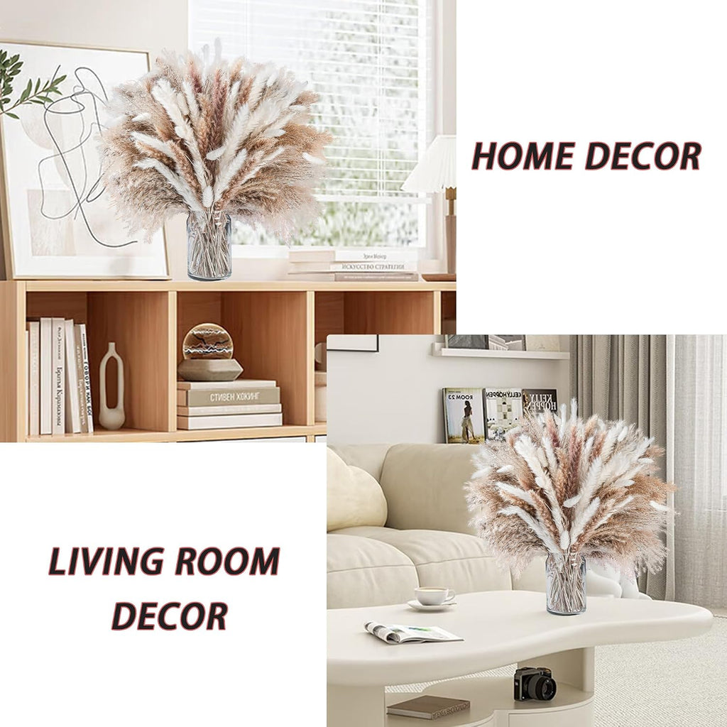 Natural Dried Pampas Grass Decor - 17.5" 130Pcs Fluffy Pampas Grass Bouquet