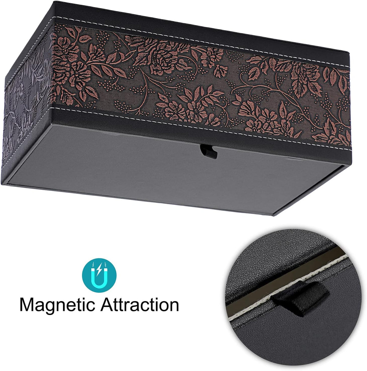 Sumnacon Tissue Box Cover Rectangule Leather Tissue Box with Magnetic Bottom,Stylish PU Tissue Box Holder for Bathroom Toilet Bedroom Living Room Desk Table Office Car (Pack of 2)