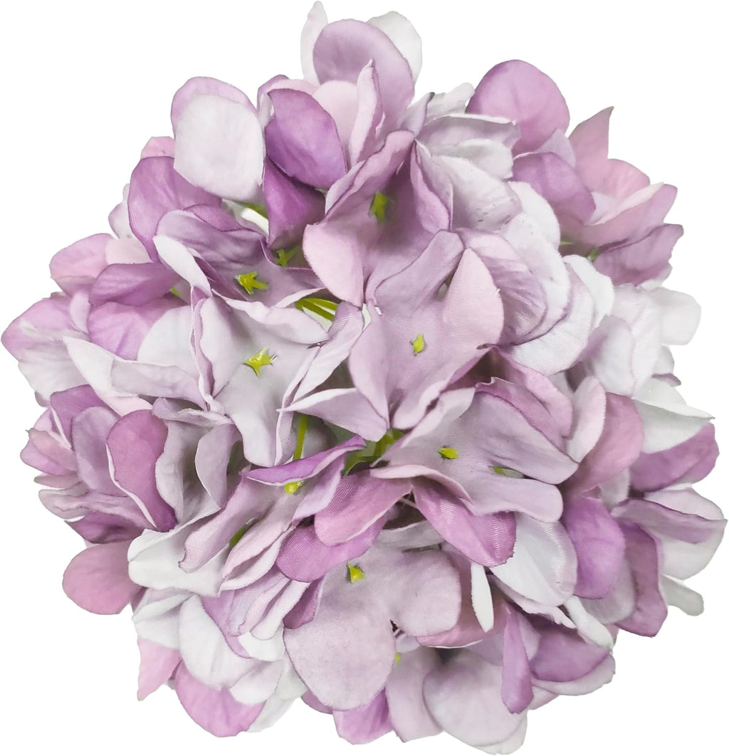 7.1''Light Purple Hydrangea Artificial Flowers,10Pcs Artificial Silk Hydrangea Heads,81 Petals Faux Flowers Heads with Stems for Home Wedding Baby Shower Decor(Light Purple)