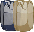 2 Pack Collapsible Pop Up Laundry Basket, Large Capacity Mesh Hamper