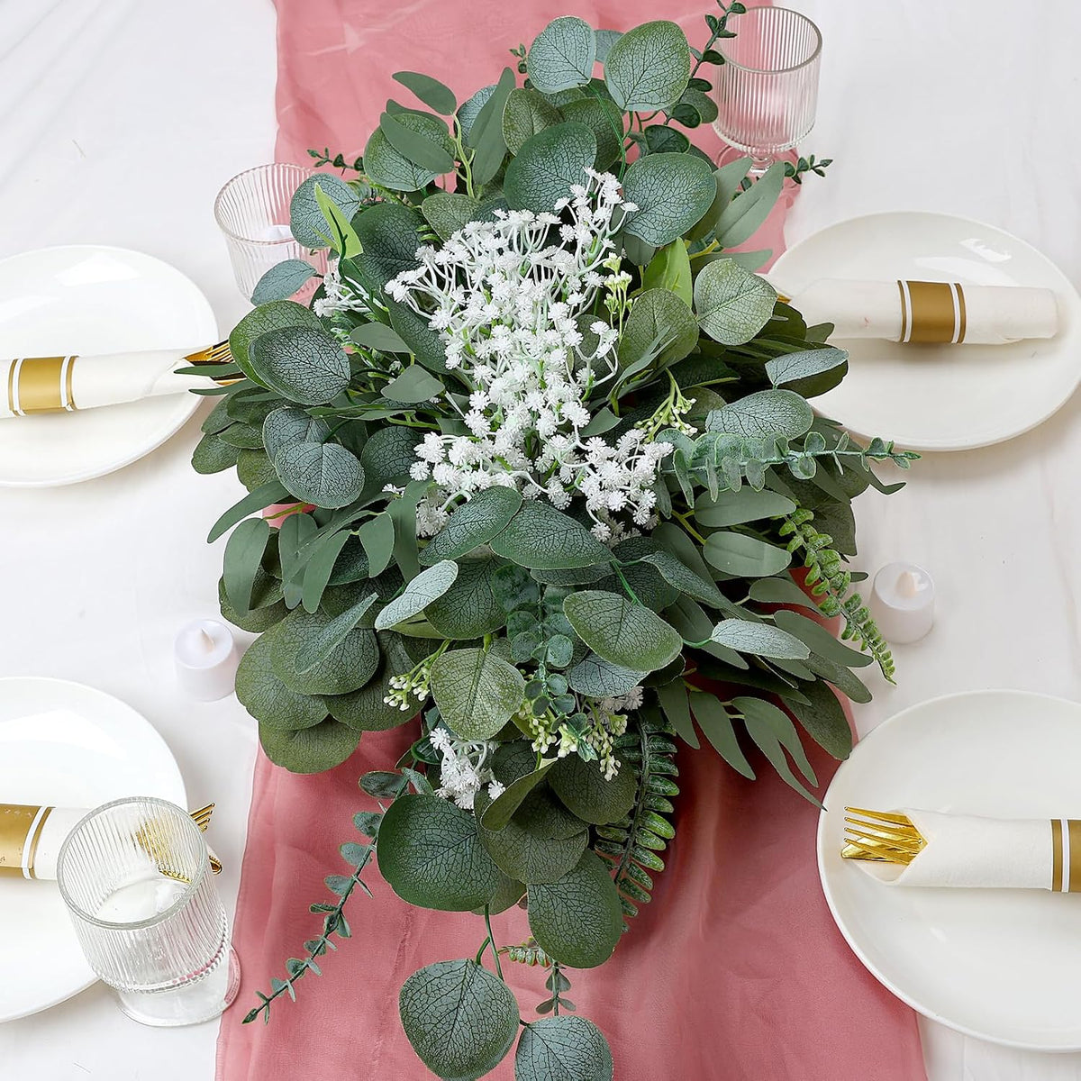 150Pcs Greenery Artificial Eucalyptus Stems Leaves Bulk, 6 Kinds