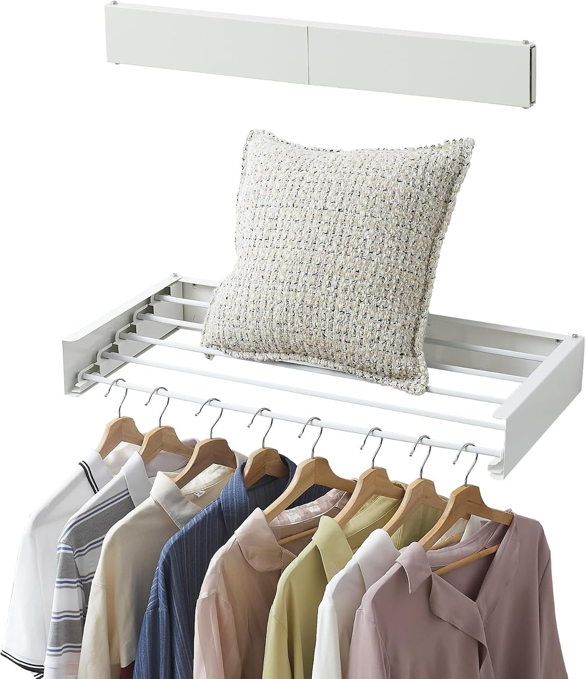 RFOUO Wall Mounted Clothes Drying Rack,White 31.5"