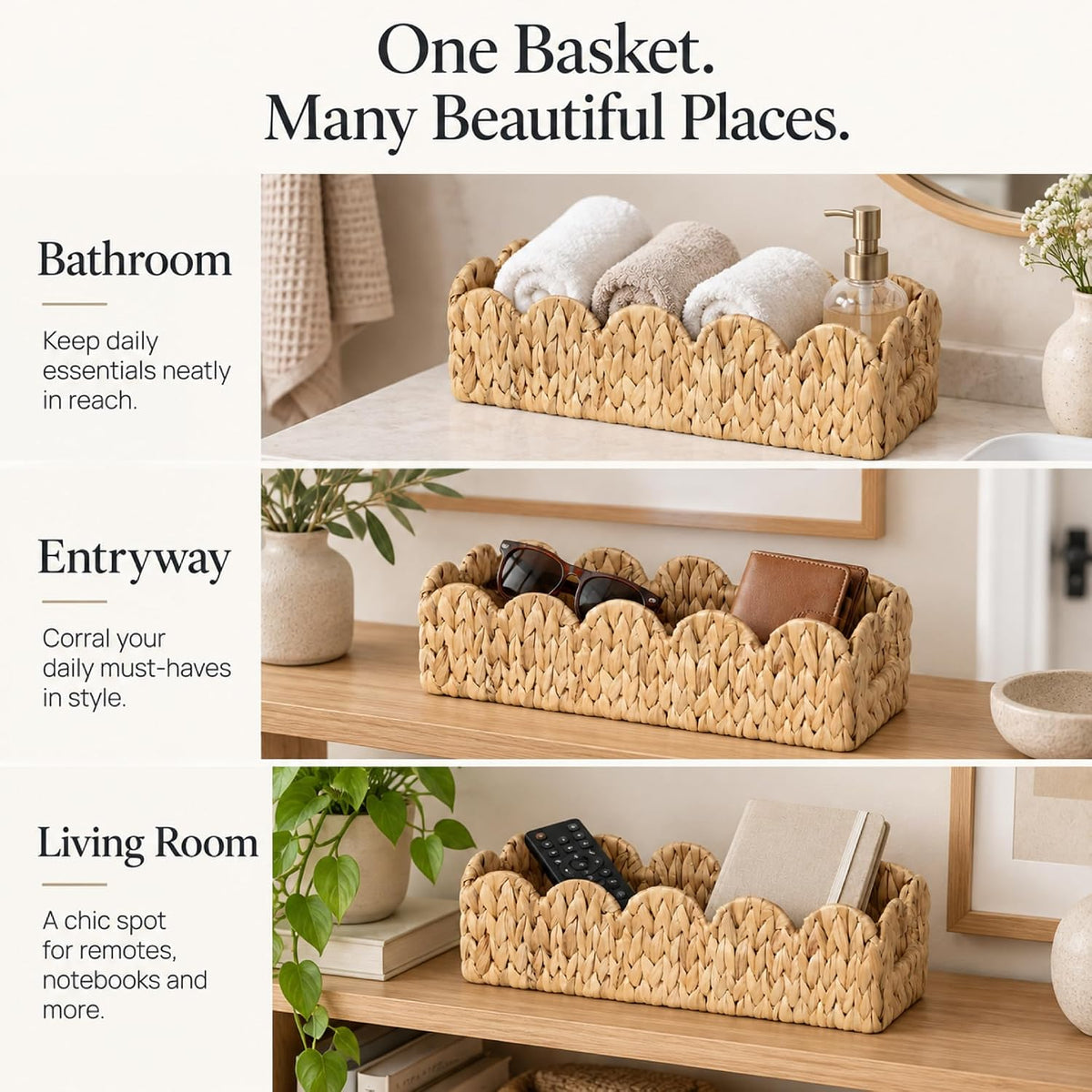 Toilet Paper Storage Basket, Scalloped Back of Toilet Basket