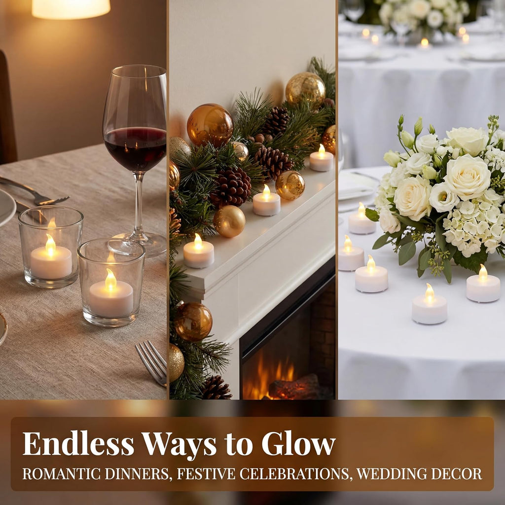 Tea Lights Flameless Battery Operated Candles. Warm White 24Pack