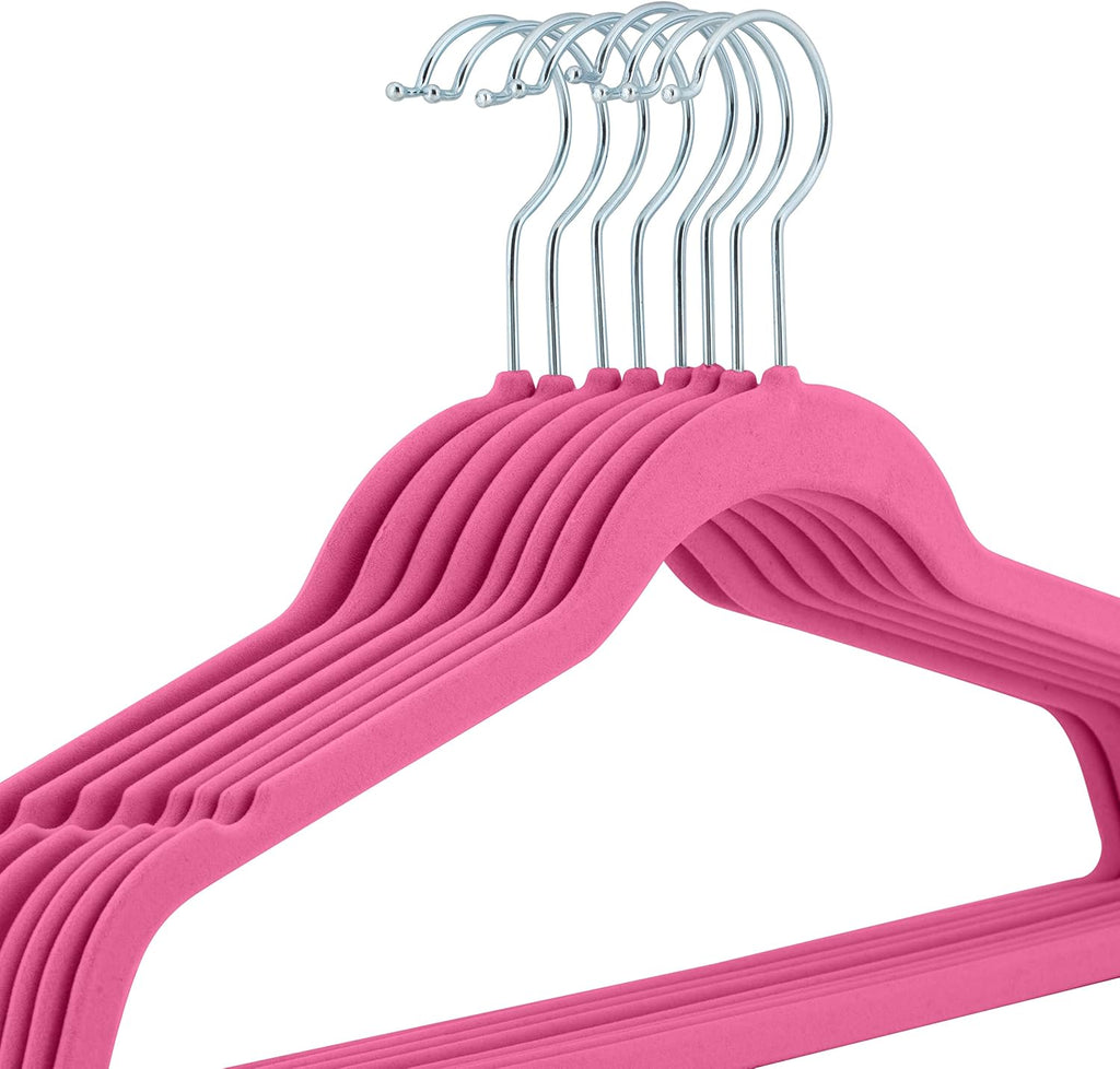 Laura Ashley Kids Velvet Hangers| 25 Pack | Durable | Lightweight | Pink | Non-Slip | Closet Organization | Holds 10lbs
