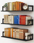 Black Wall Shelves for Bedroom 24 Inch Long, 8 In Deep Floating Shelves