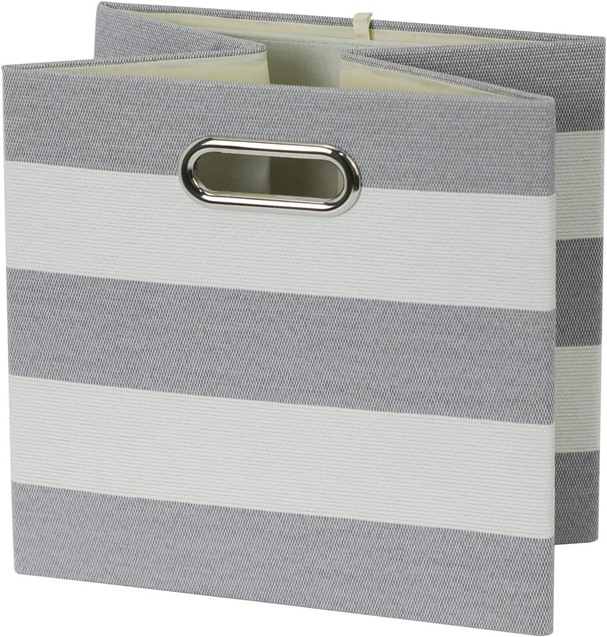 11x11 Storage Cubes Collapsible Fabric Bins Set of 4,Grey-white Striped