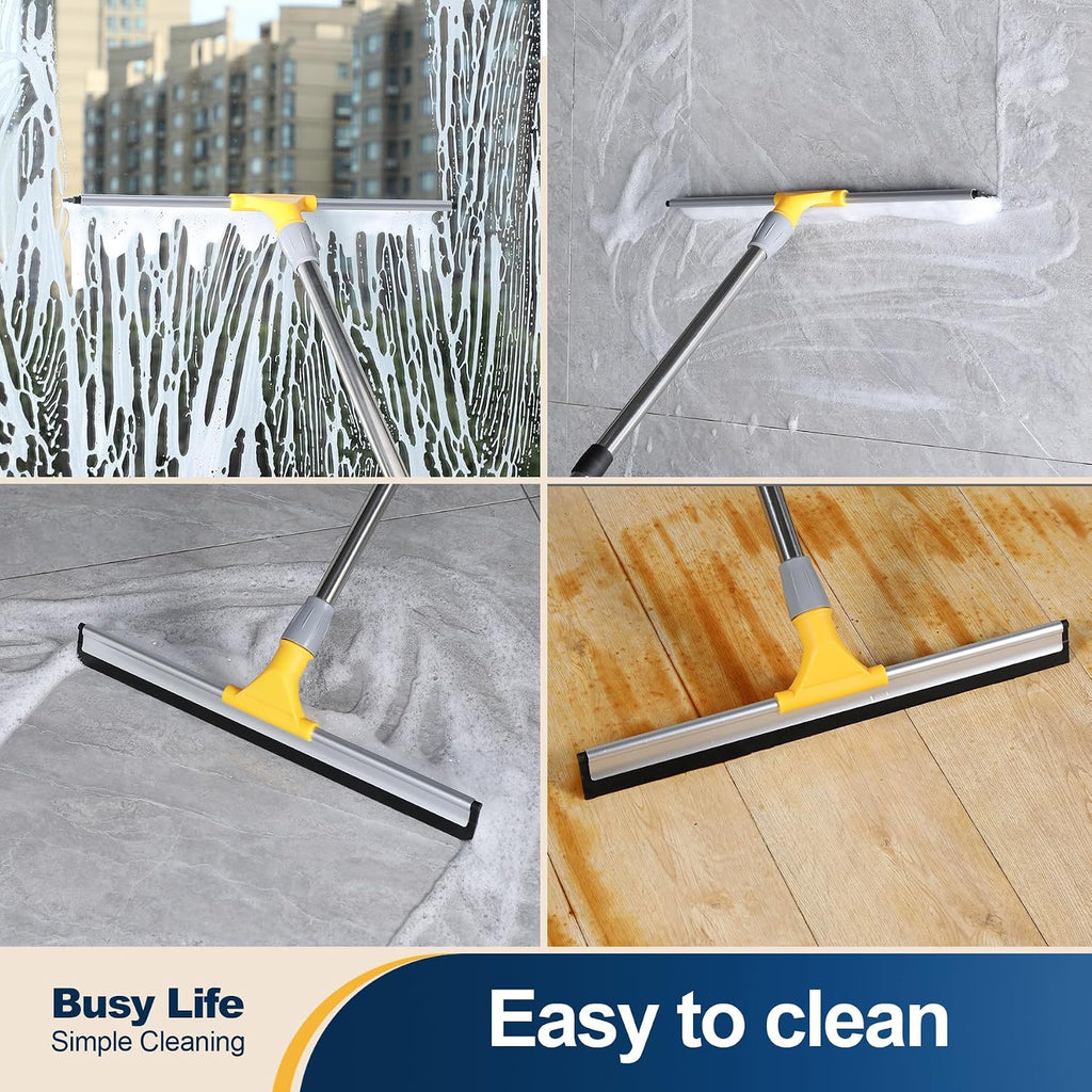 Yocada Rubber Floor Squeegee 17.7" TPR Blade Scrubber Broom 61.8inch Pole