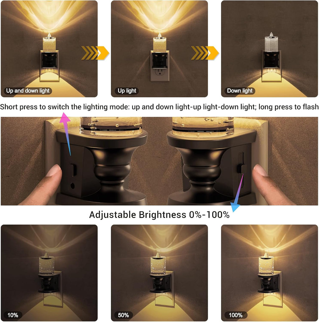 JandCase Night Light, Candle Night Lights Plug into Wall