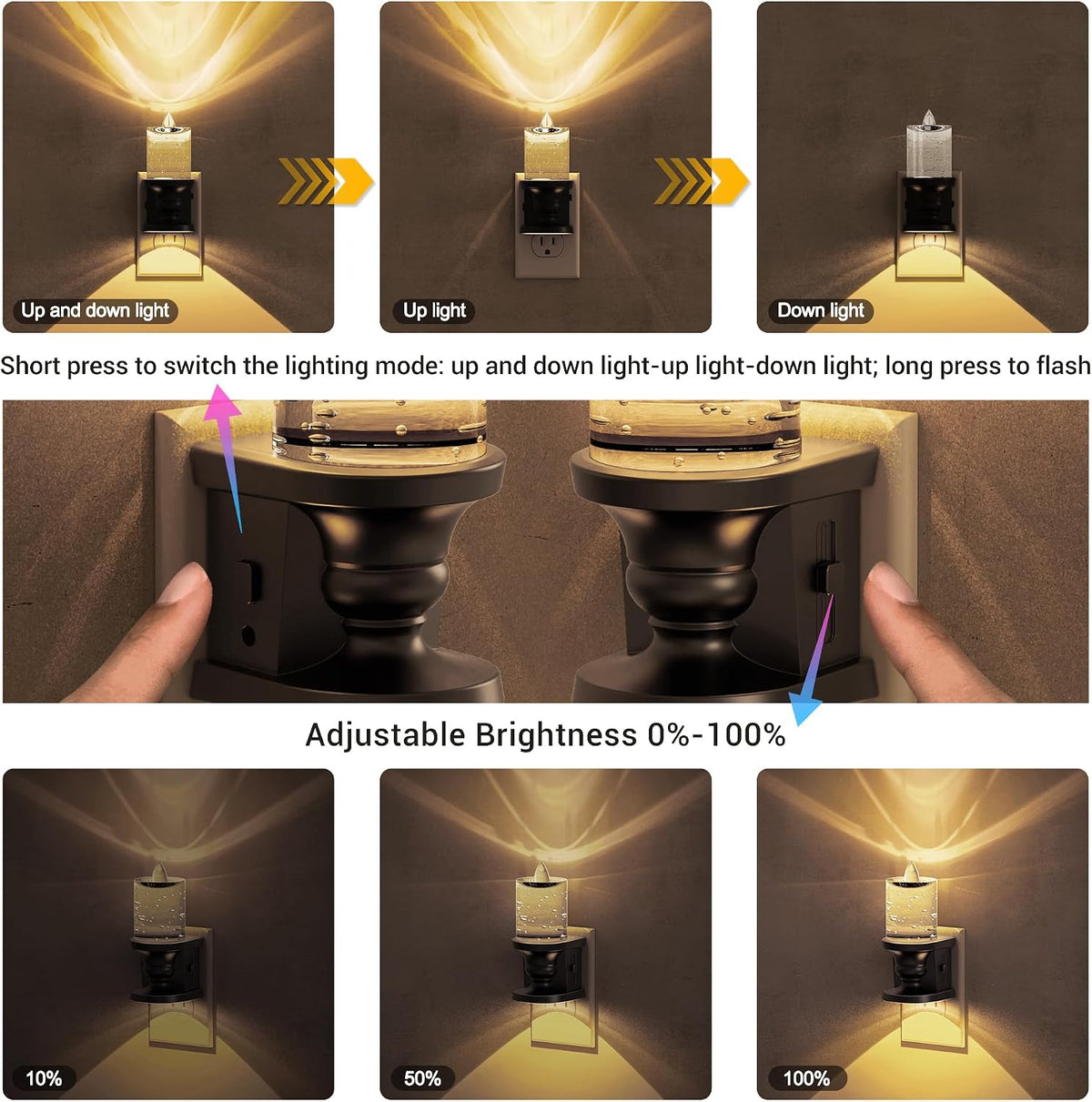 JandCase Night Light, Candle Night Lights Plug into Wall