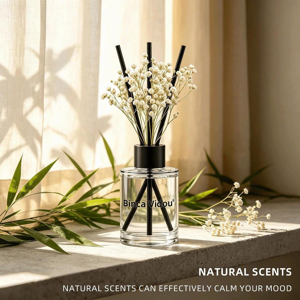 Reed Diffuser, Binca Vidou Vanilla Scent Oil Diffusers Set for Home 3.38oz