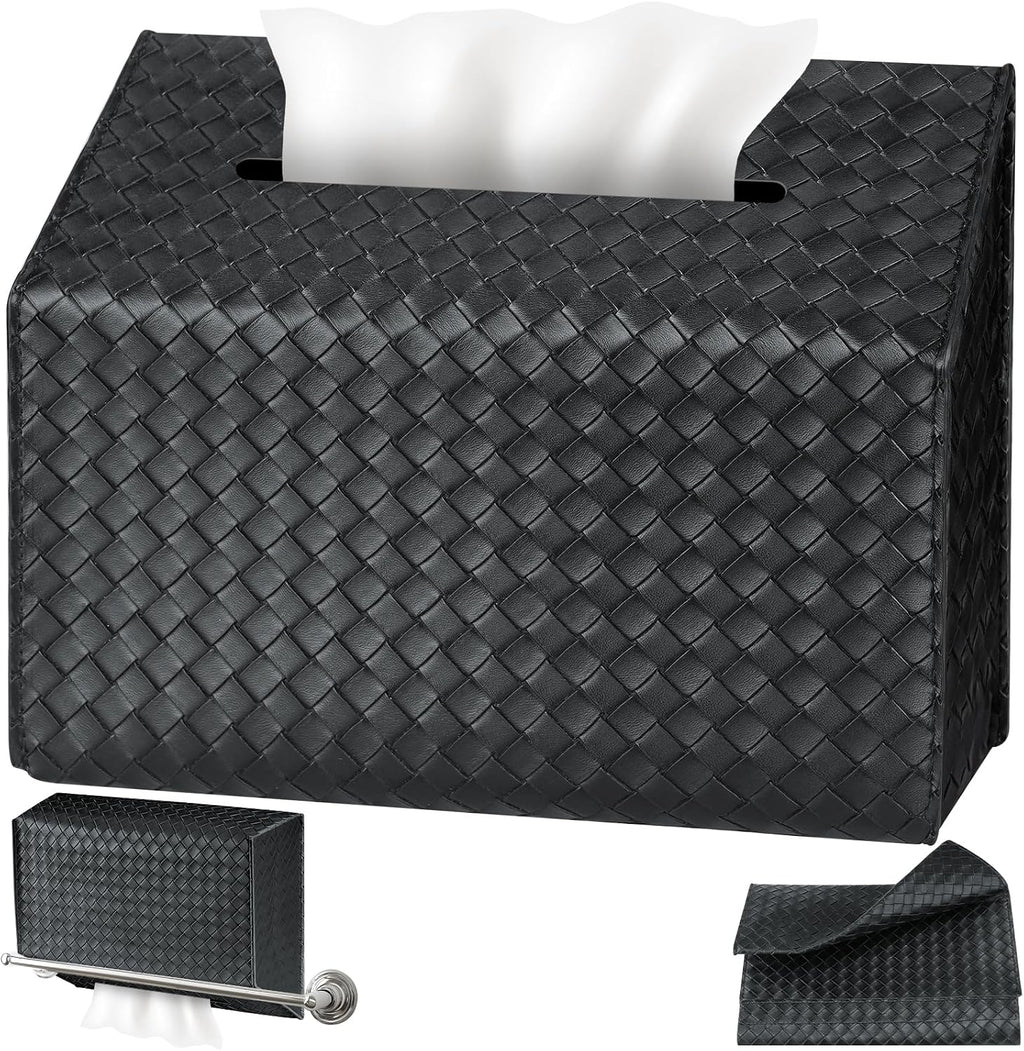 NiHome PU Leather Tissue Box Cover for Kleenex Hand Towels, Black